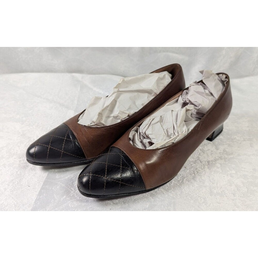 Vintage Joel Parker Pumps Women’s 7.5 AAA Brown Black Leather Made Italy